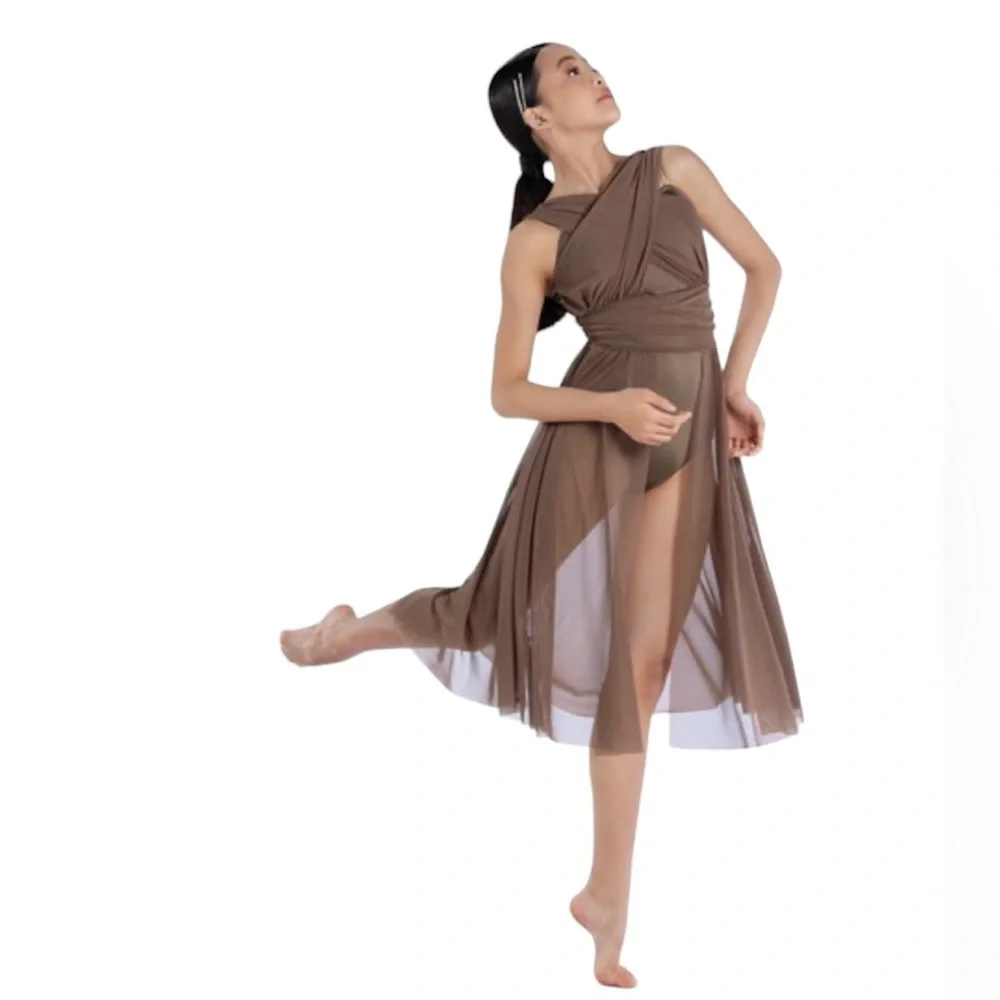 Weissman Mesh Shirred Back Panel Dance Dress